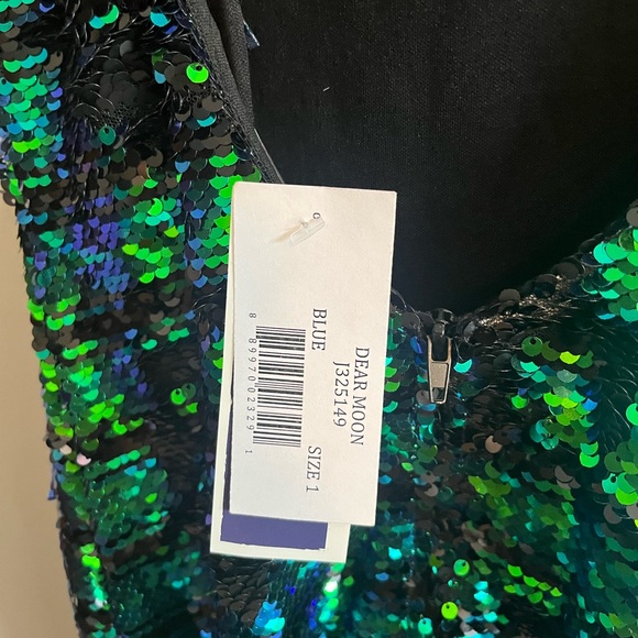 Dear Moon Cap Sleeve Sequin Striped Bodycon Dress Size 1 - Picture 9 of 9